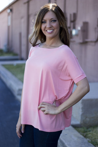 Short Sleeve Piko Top - Peach