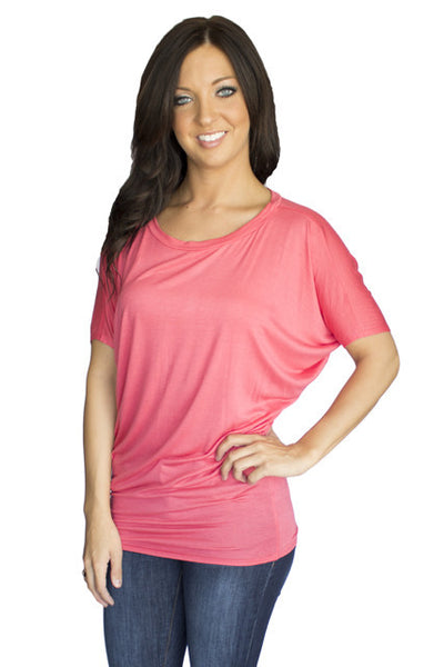 Comfy Dolman Tee - Coral