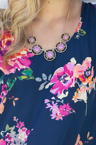 Purple Stones Statement Necklace