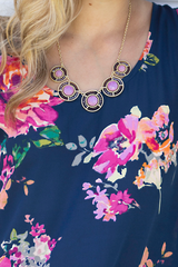 purple stones statement necklace