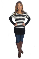 Wavy Striped Knit Sweater Tunic