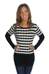 Wavy Striped Knit Sweater Tunic