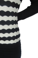 Wavy Striped Knit Sweater Tunic