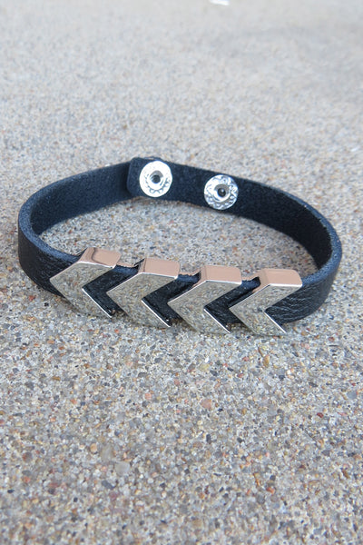 Stacked Arrow Bracelet - Black/Silver