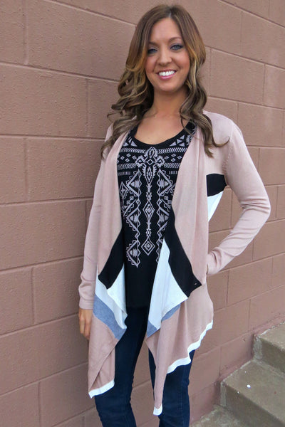 Striped Cardigan - Beige