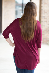 crimson 3/4 length top