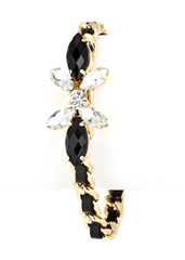 Threaded chain bracelet with acrylic teardrop pendants. Length: 7."