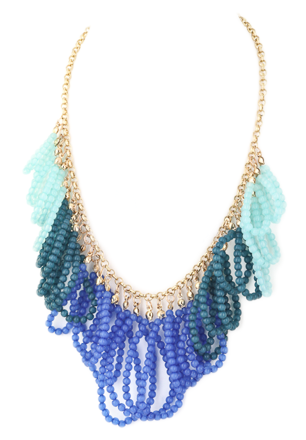 Beaded Loop Necklace - Blue Multi