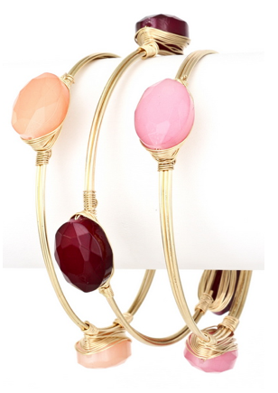 Stone and Wire Bracelet - Pink Multi