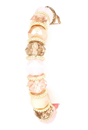 Crystal Bead Bracelet - Peach Multi
