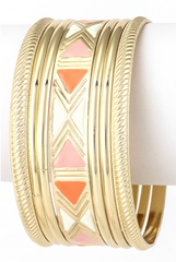 Aztec Bangle Set - Peach