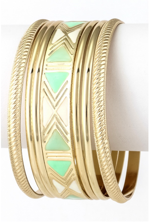 Aztec Bangle Set - Mint