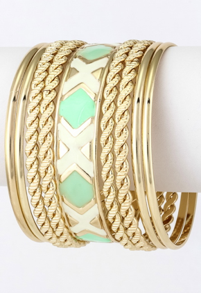 Triangle Bangle Set - Mint