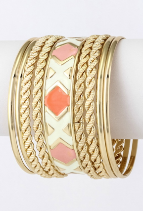 Triangle Bangle Set - Peach