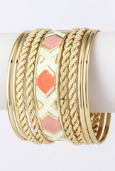 Triangle Bangle Set - Peach