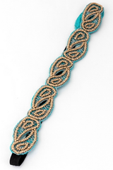 Beaded Headband - beige/turquoise