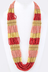 Pink & Red Seed Bead Necklace