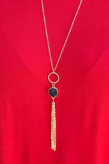 long black druzy tassel necklace