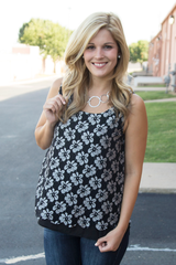 silver floral tank