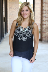 black embroidered top