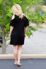 ruffle open sleeve dress
