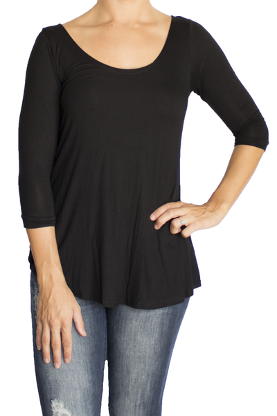 Simple Tee 3/4 Sleeve - Black