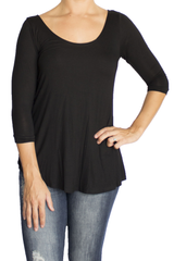 Simple Tee 3/4 Sleeve - Black