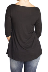 Simple Tee 3/4 Sleeve - Black