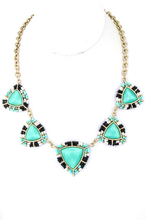 Triangle Bead Necklace - Turq/Multi
