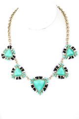 Triangle Bead Necklace - Turq/Multi