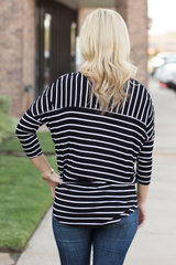 striped 3/4 length top