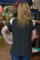 striped top with lace
