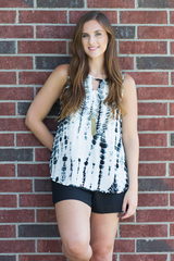 black and white tie dye tank