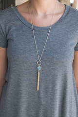 blue druzy tassel necklace