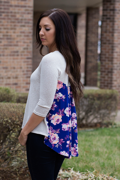 Floral Fashionista Top - Blue