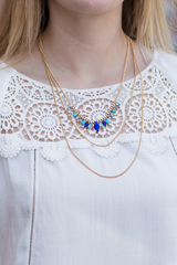 blue gem layer necklace