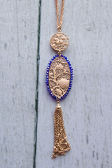 Tiered Blue Beaded Tassel