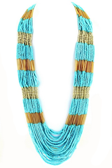 Beachy Bead Necklace - Sky Blue