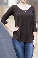 dark brown tee easy to wear with jeans