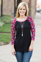 burgundy baseball tee