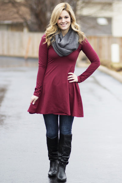 Burgundy Skater Dress