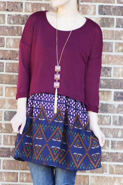 Burgundy Patterned Tunic