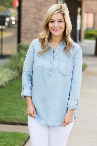Light Wash Chambray Top