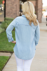 light wash denim top