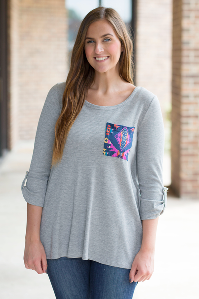 Color Burst Top - Gray