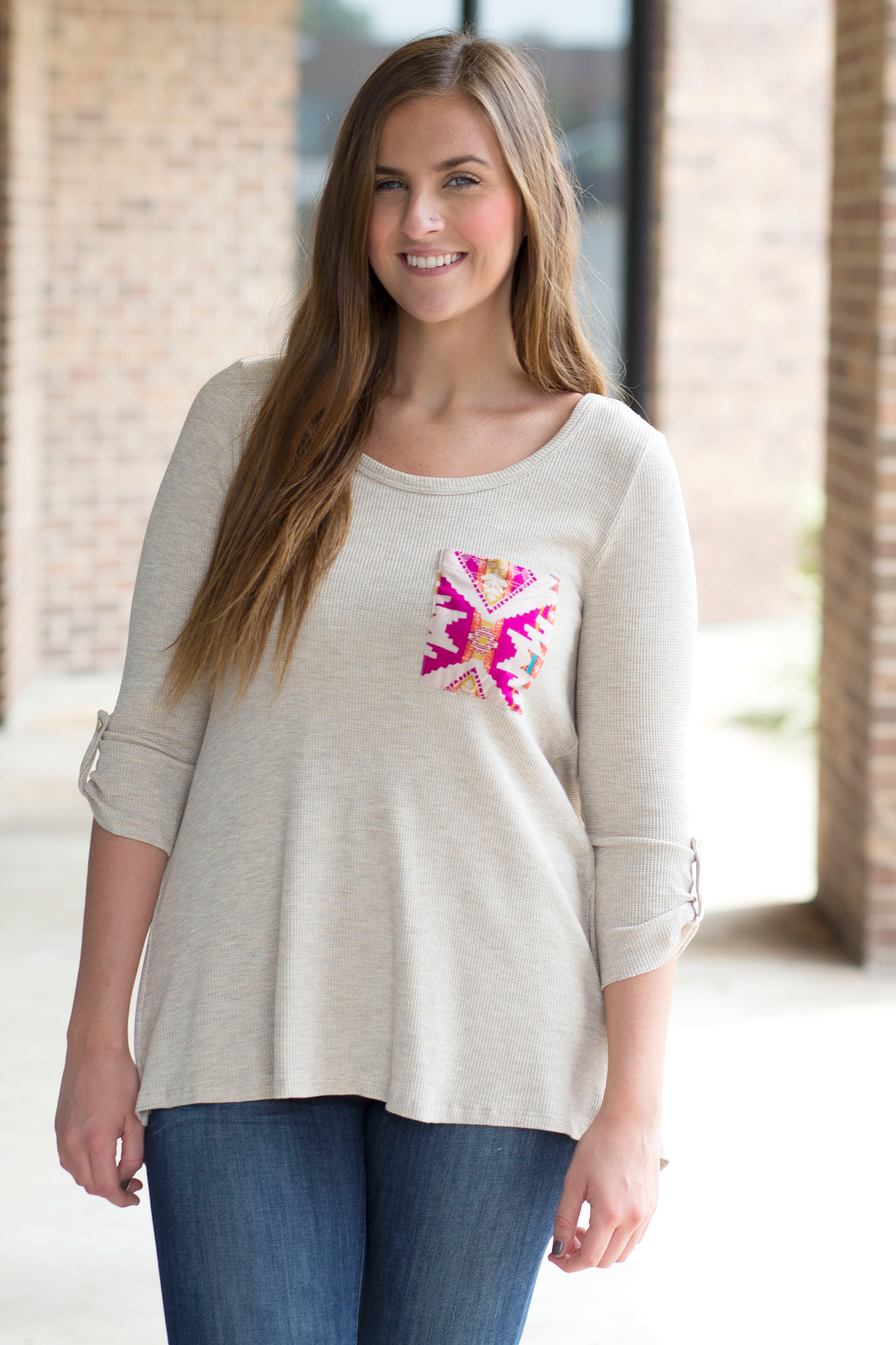 oatmeal color burst top