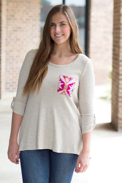 Color Burst Top - Oatmeal