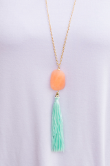 peach pendant tassel necklace