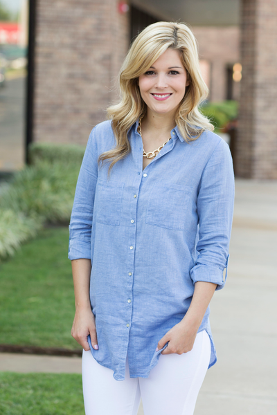 Denim Look Button Top