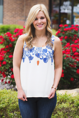 floral embroidered tank